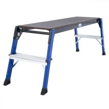 Aluminium-Arbeitsplattform StepTop – 2,45 m Arbeitshöhe – 150 kg Tragfähigkeit – 1,40 m x 0,40 m Grundfläche – Klappbar – KRAUSE