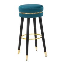 Sgabello bar Paris in legno e velluto nero – Diametro 35 cm – Altezza 74 cm – Arredo casa