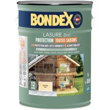 Lasure 2 En 1 Protection Extérieure - Incolore - Satin - Protection 12 Ans - Toutes Saisons - Bondex - 5l