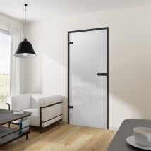 Porte Intérieure Vitrée, Décor Satiné Opaque, 83 X 197 Cm, Bloc-porte Vitré, Montage Réversible