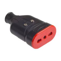 Fiche électrique – 2P+E – 16A – 250V – IP20 – Caoutchouc – ROSI