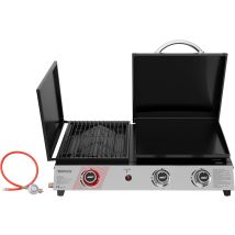 Royal Gourmet - 3 Brenner Gasgrill, 3 In 1 Tischgrill Mit Grillen, Braten, Kochen, Campinggrill Mit Klappbare Seitenablage, Tragbarer Picknickgrill 
