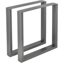 Bc-elec - Hm6072-gris 2 Gambe Del Tavolo In Acciaio Grigio Rettangolari 60x72cm, Gambe Del Mobile, Gambe Del Tavolo In Metallo