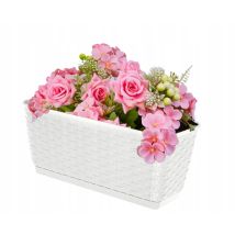 Blumenkasten 49cm Rattanoptik Untersetzer Balkonkasten Pflanzkasten Blumentopf