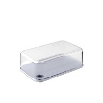 Servierbox Modula klein – transparente Aufbewahrungsbox mit Schneidebrett – ideal für Käse – spülmaschinenfest