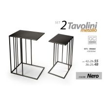 Set De 2 Mesas De Hierro Negro 42x29x55 Cm / 36x25x48 Cm
