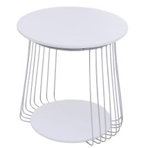 MCA Couchtisch HHG-398, Beistelltisch Kaffeetisch Loungetisch, Metall MDF rund Ø 50cm weiß