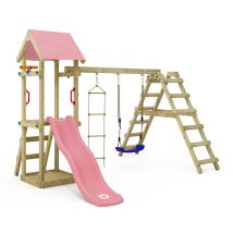 Estructura De Escalada De Madera Wickey Tinyloft Con Columpio Y Escalada Para Niños Pequeños En Rosa Claro