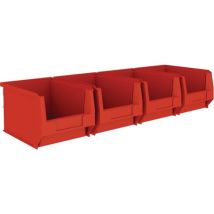 Mauser - Juego De Caja De Almacenamiento De Acero Galvanizado H140xl602xp250 Mm Con Cajas De Almacenamiento. 4 X Mk4 Rojo