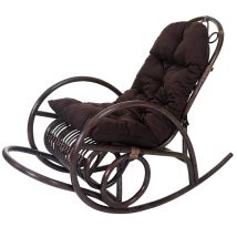 Hhg - Neuwertig] Schaukelstuhl 648, Schwingsessel Rattansessel, Braun Auflage Braun