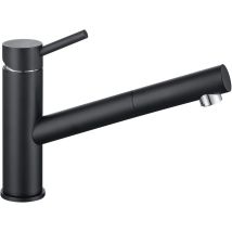 Rubinetto Da Cucina Nero, Miscelatore Cucina Con Doccetta Estraibile, Rubinetti Monocomando Per Lavello Girevole A 150 °, Acciaio Inox 304, Acqua 