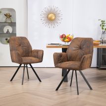 Meubles Cosy Juego De 2 Cómodas Sillas De Comedor En Ante Con Reposabrazos.