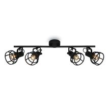 Lampada Da Soffitto Retro Regolabile Paralume A Griglia 4xe14 25w Acciaio Nero Brilo Ner