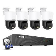 Annke 5mp Pt Poe Outdoor-überwachungsset Mit 4 F.10 Ip-kameras Mit Nachtsicht, Schwenk-/neigewinkel Von 340° Bis 110°, Zwei-wege-audio, Fernzugriff, 