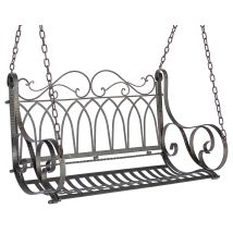 Dandibo Hängebank Metall Braun Wetterfest Schaukel Mit Ketten Hängesessel 18688 2 Sitzer Gartenbank