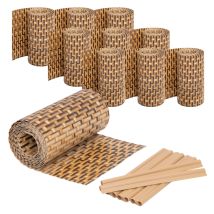 Bande De Protection Visuelle Aspect Rotin Avec 20 Clips De Fixation - 250 X 19cm 10 Pièces, Brun Clair