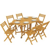 Set Pranzo 7 Pezzi, Tavolo Estensibile E 6 Sedie Pieghevoli Per Giardino