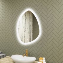 Artforma - Miroir Salle De Bain Led, 64x94, Interrupteur Tactile, Led Dual, Miroir Irrégulier