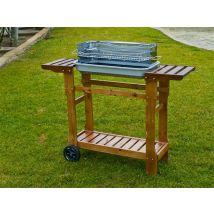 Barbacoa de carbón rectangular Alberche – 60 × 40 cm – Acero inoxidable – Ideal para asar carne y verduras al aire libre