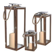 Multistore 2002 - 3er Xxl Holz-laternen Set Braun-mmc8137-multi