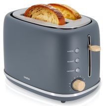 Ta1166gry Nordic Tostadora Pan Ranura Ancha, Tostador 2 Rebanadas, 6 Niveles Tostado, Calientapanecillos 870w Gris - Briebe