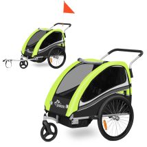 Samax 360° Drehbarer Fahrradanhänger 2in1 Jogger - In Grün - Black Edition