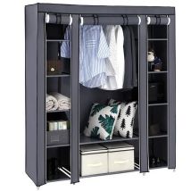 Faltbarer Kleiderschrank Aus Stoff Mit Kleiderstange, Regalböden Und Bezug Aus Vliesstoff, Für Schlafzimmer Oder Ankleidezimmer, 150 X 45 X 175 Cm, 