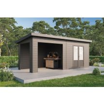Wolff Finnhaus Wpc Gerätehaus Tona 6024 28 Anthrazit Gerätehaus Aus Holz/kunststoff In Anthrazitgrau, Geräteschrank Mit 28 Mm Wandstärke Inklusive 