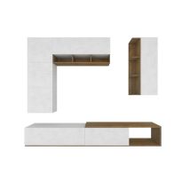 Mobile Soggiorno Tv,parete Attrezzata 282x230 Cm,bianco/noce Stelvio,già Montato