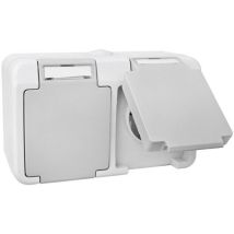 102439 Interruttore Per Ambienti Umidi Presa Doppia Pera Grigio Chiaro, Grigio Scuro 1 Pz. - Peranova