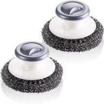 Lot De 2 Brosses À Récurer En Laine D'Acier Inoxydable, Brosse De Nettoyage Avec Poignée, Brosse De Nettoyage En Spirale En Acier (gris)