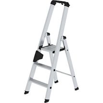 Escalera MUNK de tijera 3 peldaños 1370 mm antideslizante capacidad 150 kg bandeja amplia