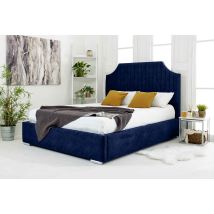 Ascend Blue Plush Velvet Double Bed Frame