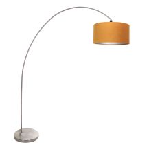 Stahlbogenlampe Solva – E27 Fassung – 185 cm hoch – goldfarbener Schirm – moderne Bogenlampe für Esszimmer, Schlafzimmer, Wohnzimmer