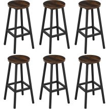 Klihome 6x Bar Stools Sturdy Metal Frame Breakfast Dining Bar Stools Fixed Height Bar Stools Breakfast Bar, Counter, Kitchen And Home, Vintage Brown