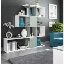 Kit Libreria Zig-zag Design Cm 145x29x145h Bianco/cemento - Salone