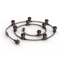 Xanlite - Guirnalda Para Exteriores, Personalizable Y Ampliable, Cable Negro, Base Compatible Con E27 (se Vende Sola, No Se Incluyen Las Bombillas) 