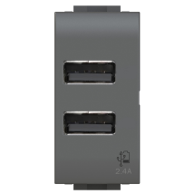 Modulo Doppia Presa Usb 2.0 Tipo A, 5vdc 2,4a, Serie U, Antracite, Compatibile Con Serie Bticino Living Light - 4box Usb 2.4 4b.l.usb.24