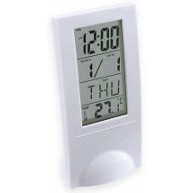 Wetterstation 11990 – GRUNDIG – Digitalthermometer mit Wecker – 12/24 Stunden Anzeige – Batteriebetrieben – Weiß – 143x65x10 mm