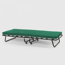 Cama Plegable Con Ruedas, Colchón Y Somier 80x180 Ares - Verde Oscuro