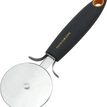 Fackelmann corta pizzas ruleta acero inoxidable – Mango antideslizante – 19,5 x 6 cm – Color naranja, gris