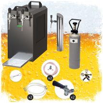 Untertheken Komplett Set - Zapfanlage Stream 80 Bierkoffer, Bierzapfanlage, Durchlaufkühler 2-leitig Trockenkühler, Zapfkopf:dreikant,zapfkopf 2:köpi