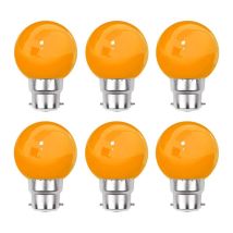 Lot De 6 Ampoules Led Orange B22 Incassables - Guirlandes Guinguette - Culot Baïonnette
