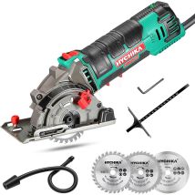 Hychika - Mini-kreissäge Handkreissäge Mit 3 Sägeblättern, Skalenlineal, 500 W Motor Aus Reinem Kupfer 4.500 U/min, Ideal Zum Schneiden Von Holz, 