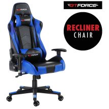 Gtforce - Pro Fx Leather Racing Sports Office Chair In Black And Blue
