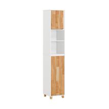 Mueble Columna De Baño Armario Para Baño Alto Estanterías De Baño Con 1 Cesto Para Ropa Sucia, 1 Puerta Y 2 Estantes 31 X 32 X 170 Cm Bzr74-w Sobuy Es