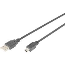 Assmann - Digitus Usb-kabel Usb 2.0 Usb-a Stecker, Usb-mini-b Stecker 1.00 M Schwarz Mit Otg-funktion Ak-30010
