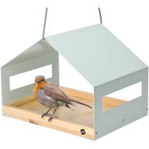 Wondermake Großes Design Vogelhaus Aus Metall Und Holz Wetterfest Zum Aufhängen, Modernes Vogelfutterhaus Xl Metalldach Hängend, Vogelhäuschen 