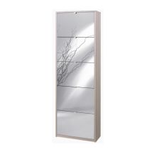 Zapatero Compacto Que Ahorra Espacio Con Cinco Puertas De Espejo Elm Light 63x29x H190 Cm