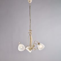 Belight - Forgiato Kronleuchter Elfenbein/gold, 3x E14, Alabasterglas Ø51 Cm – Bl301-3-av